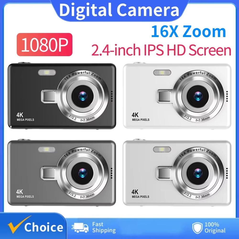 4K HD 1080P Autofocus Vlogging Camera 16X Zoom Photography Camera 2.4 Inch IPS Screen Camcorder Camera for kid Adult Photography