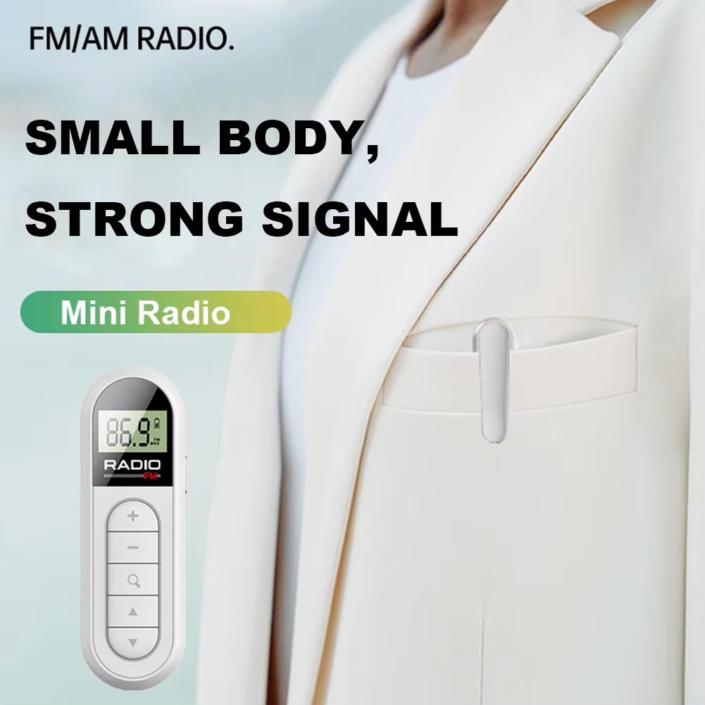 1PCS FM Radio Backlight LCD Display Mini Pocket Clip Radio with 3.5mm Headphones Personal Walkman Radio for Walk Jogging Camping