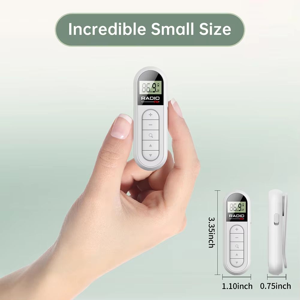 1PCS FM Radio Backlight LCD Display Mini Pocket Clip Radio with 3.5mm Headphones Personal Walkman Radio for Walk Jogging Camping