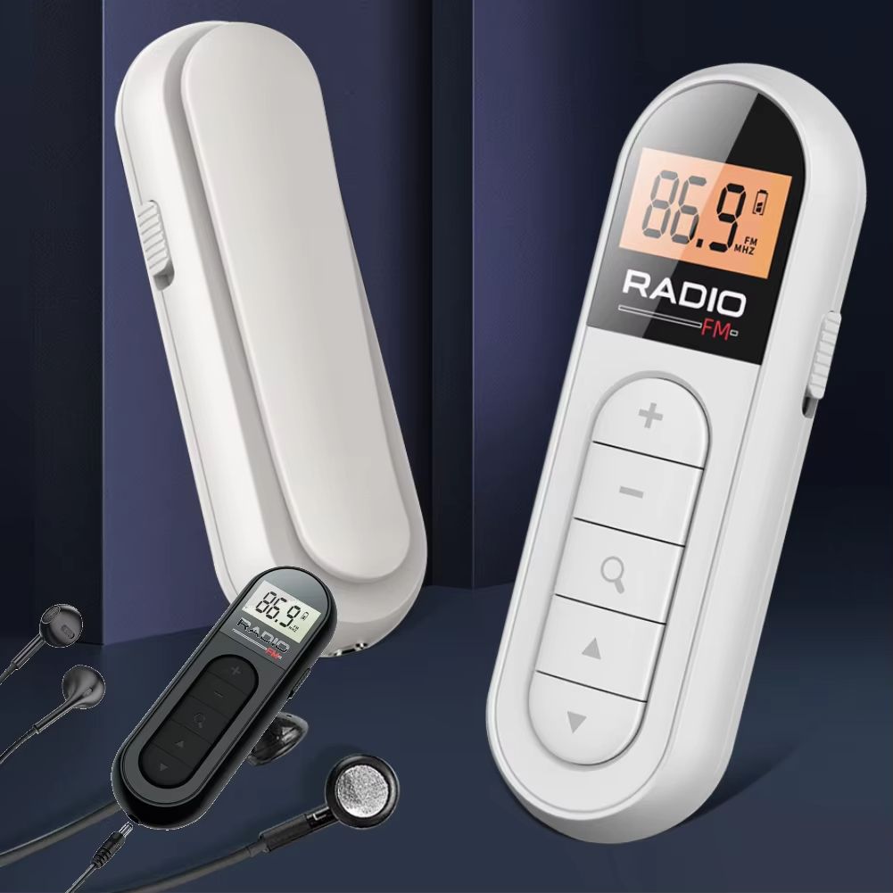 1PCS FM Radio Backlight LCD Display Mini Pocket Clip Radio with 3.5mm Headphones Personal Walkman Radio for Walk Jogging Camping