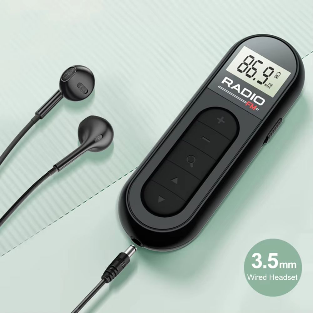 1PCS FM Radio Backlight LCD Display Mini Pocket Clip Radio with 3.5mm Headphones Personal Walkman Radio for Walk Jogging Camping