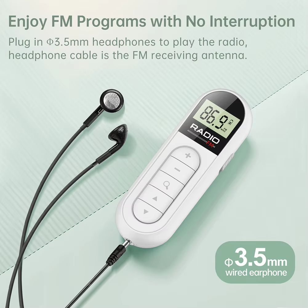 1PCS FM Radio Backlight LCD Display Mini Pocket Clip Radio with 3.5mm Headphones Personal Walkman Radio for Walk Jogging Camping