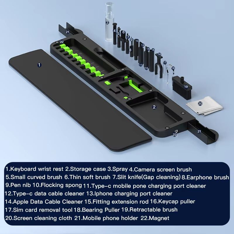 22 in1 Digital Cleaning Kit Phone Camera Laptop keyboard Cleaning Headset brush key Screen cleaner Dust Collector gift
