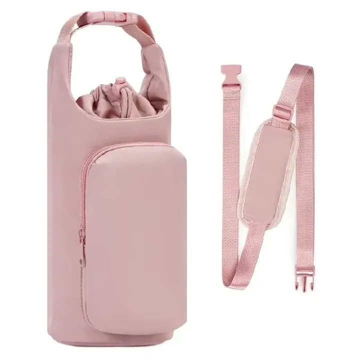 Portable Water Bottle Bag with Adjustable Shoulder Strap Vacuum Cup Cover Heat Insulation Protective Cover for Hiking Camping