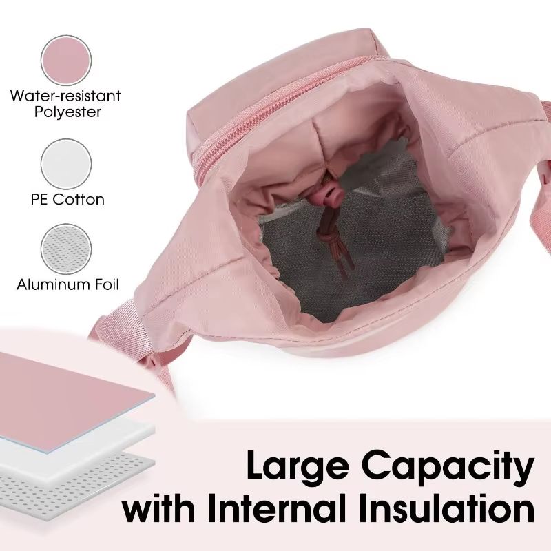 Portable Water Bottle Bag with Adjustable Shoulder Strap Vacuum Cup Cover Heat Insulation Protective Cover for Hiking Camping