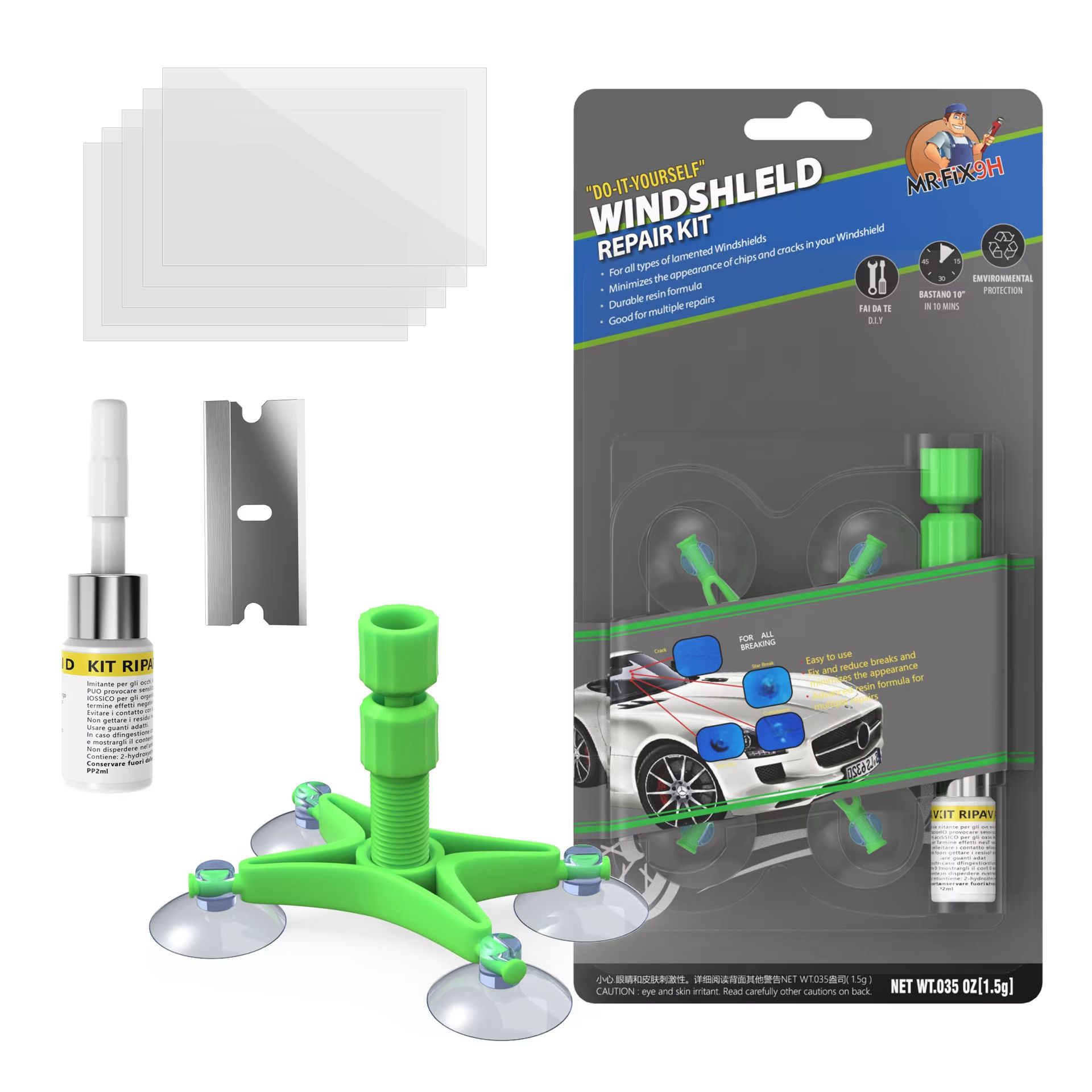 1 Set of Car Windshield Repair Tools, Glass Repair Fluid, Windshield Damage Repair Kit, Manual Glass Damage Repair, Suitable for Home Cars and Rvs, Car Glass Repair