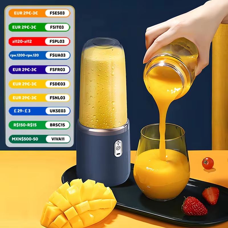 Handheld Usb Personal Mini Juicer Cup Portable Juicer Blender for Travel Water Bottles with Single or Double Cups