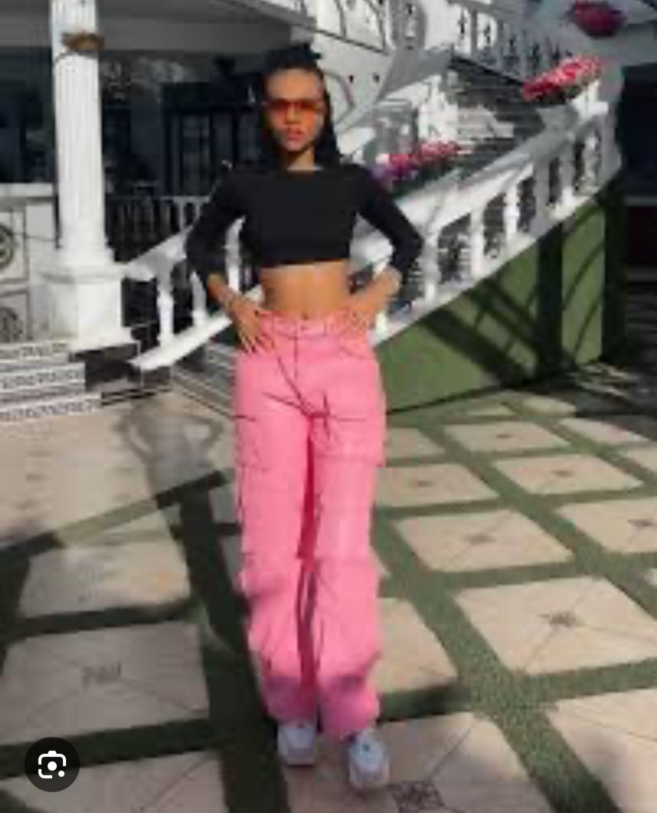 Fashion ladies leather cargo pants