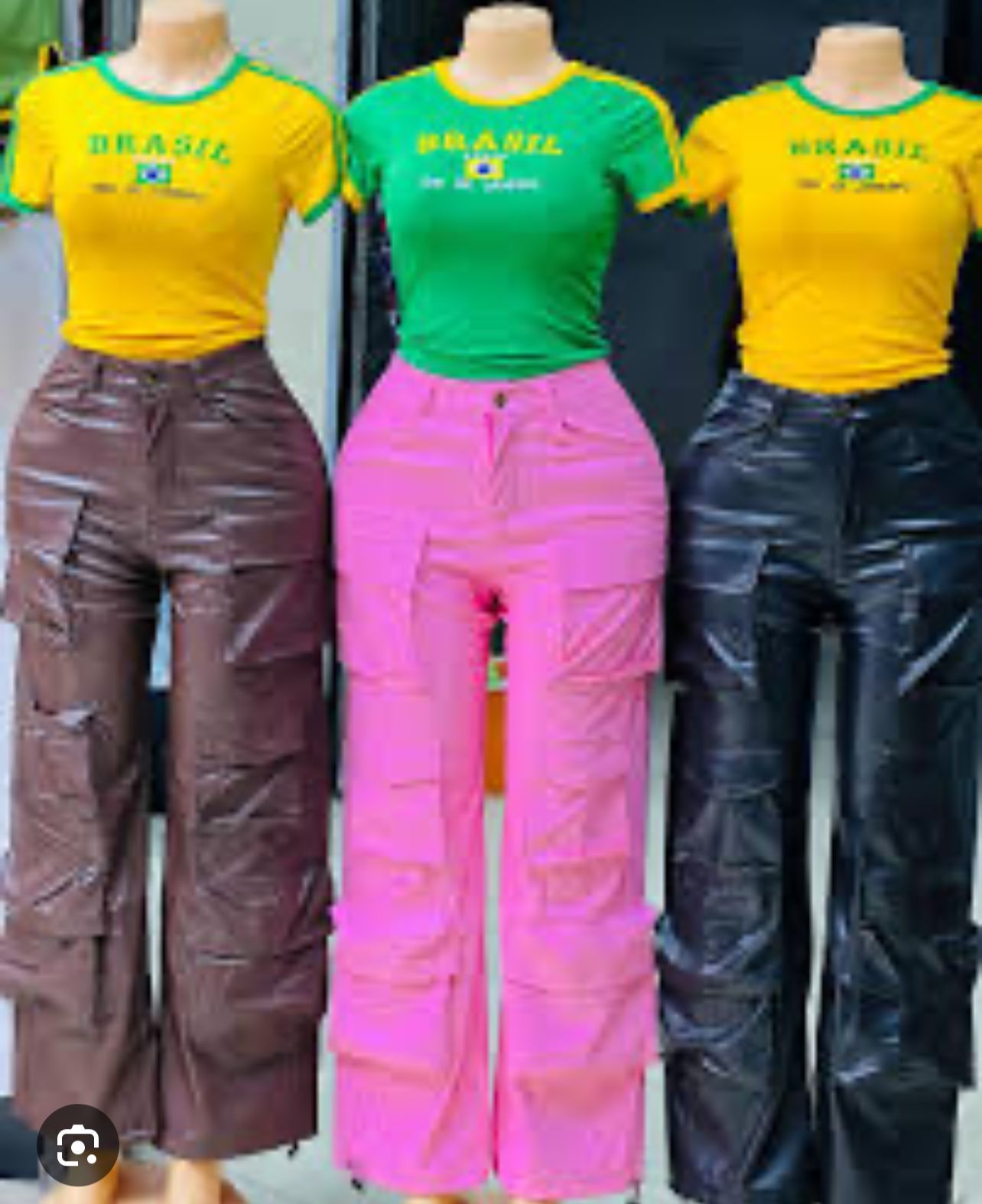 Fashion ladies leather cargo pants