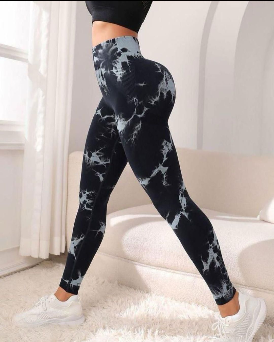 GYM TIE DYE PRINT TIGHTS Scrunch Butt Seamless Fitness Leggings Multi-use Comfortable Wear Breathable Ladies Women Trendy Sporty Look Gym Fit Gym Workout Clothes