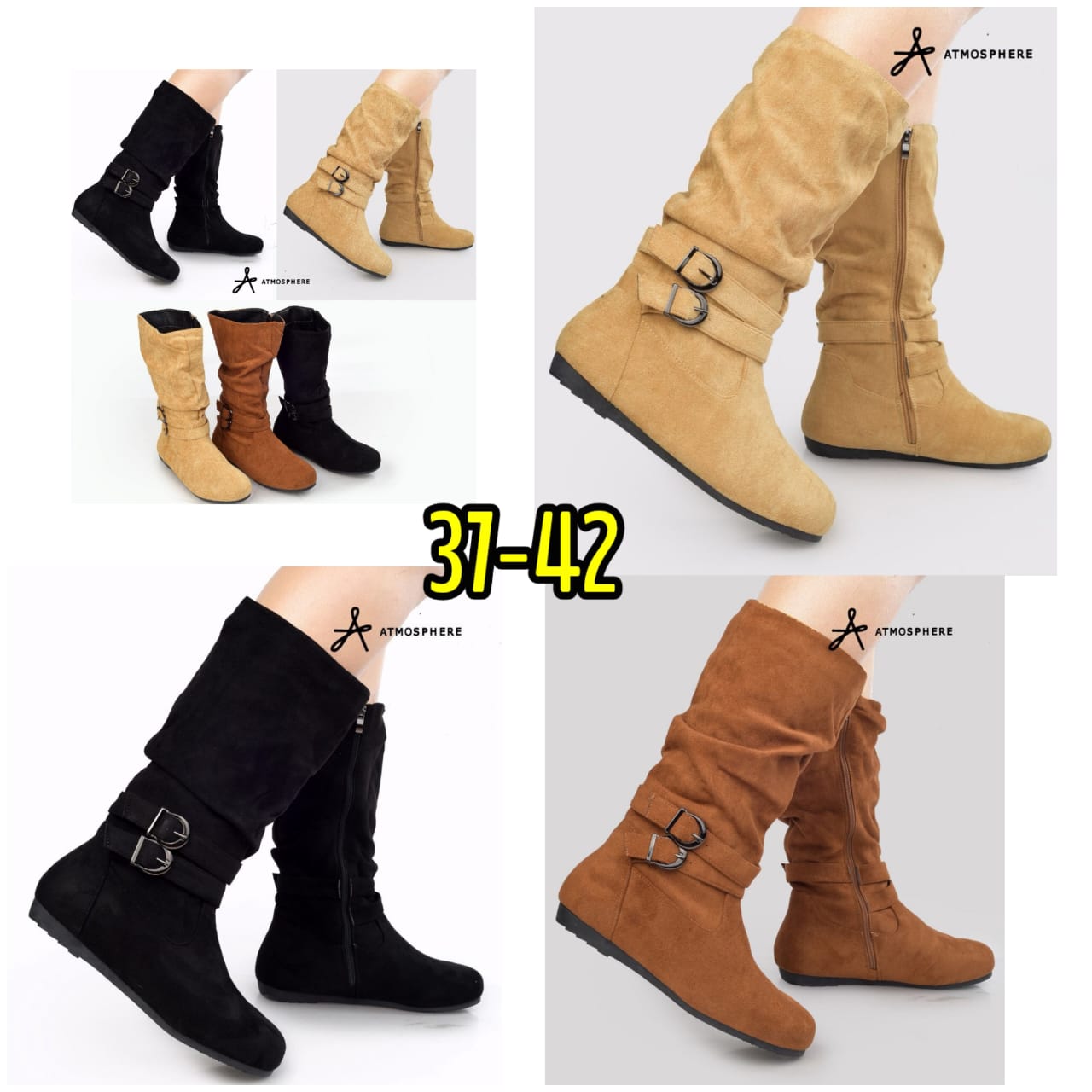 Ladies 3/4 Flat Comfortable Boots