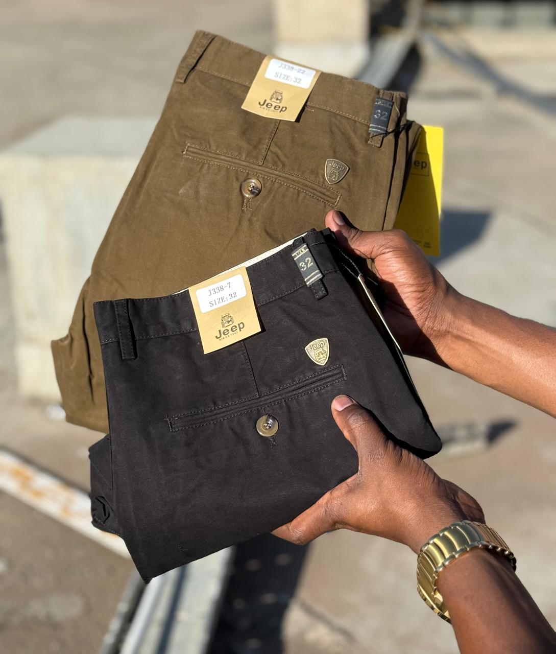 High quality hard Khaki men smart casual trousers straight slim fit smart casual casual, business and official.