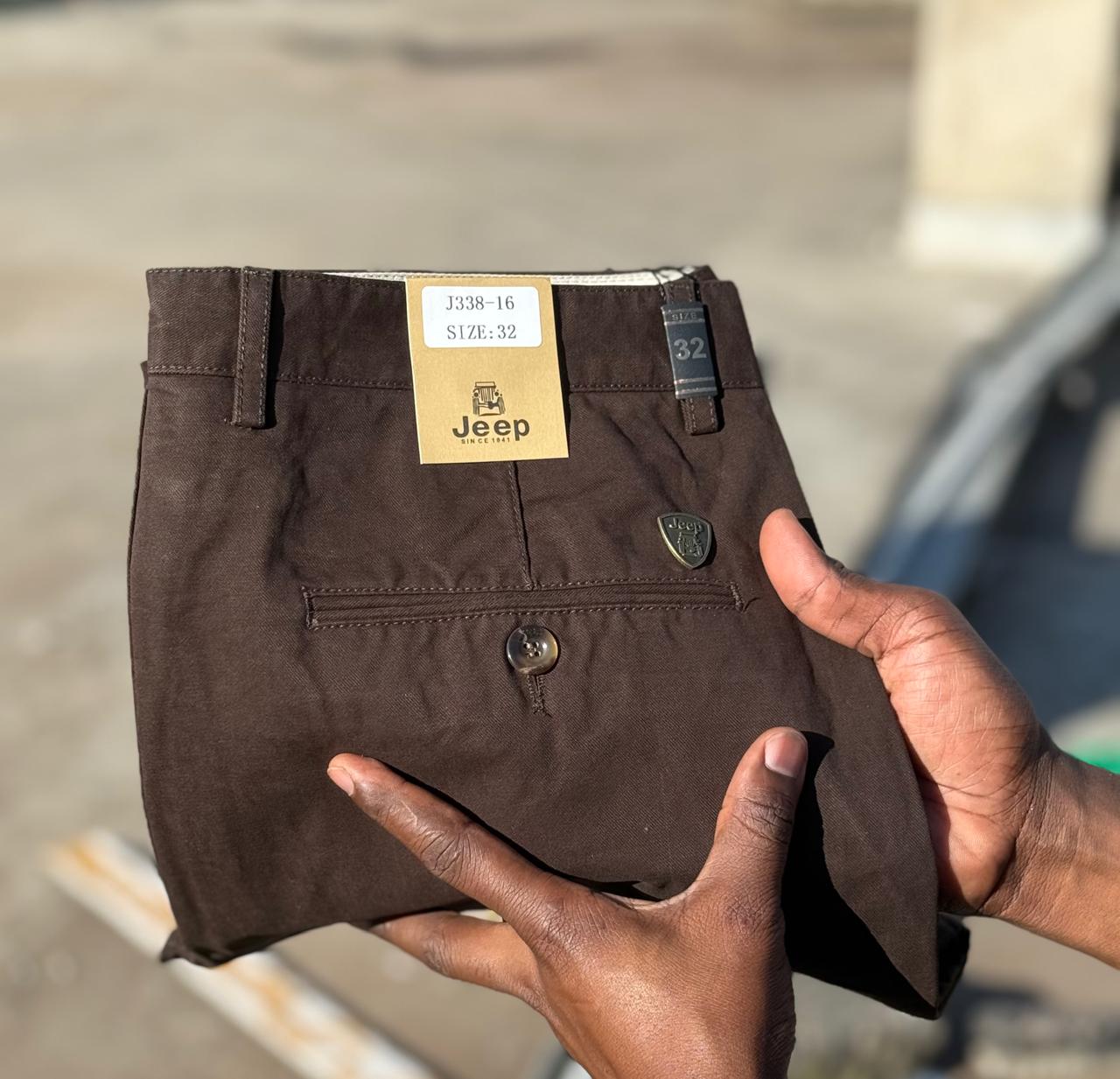 High quality hard Khaki men smart casual trousers straight slim fit smart casual casual, business and official.