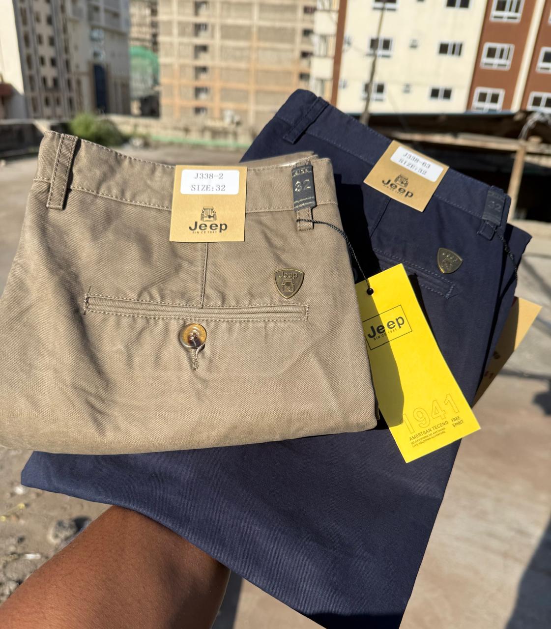 High quality hard Khaki men smart casual trousers straight slim fit smart casual casual, business and official.