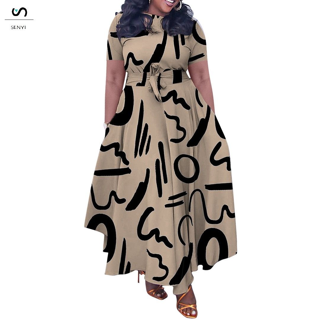 SENYI Women's clothing 2025 spring and summer new fashion temperament lace up large size long dress fasion