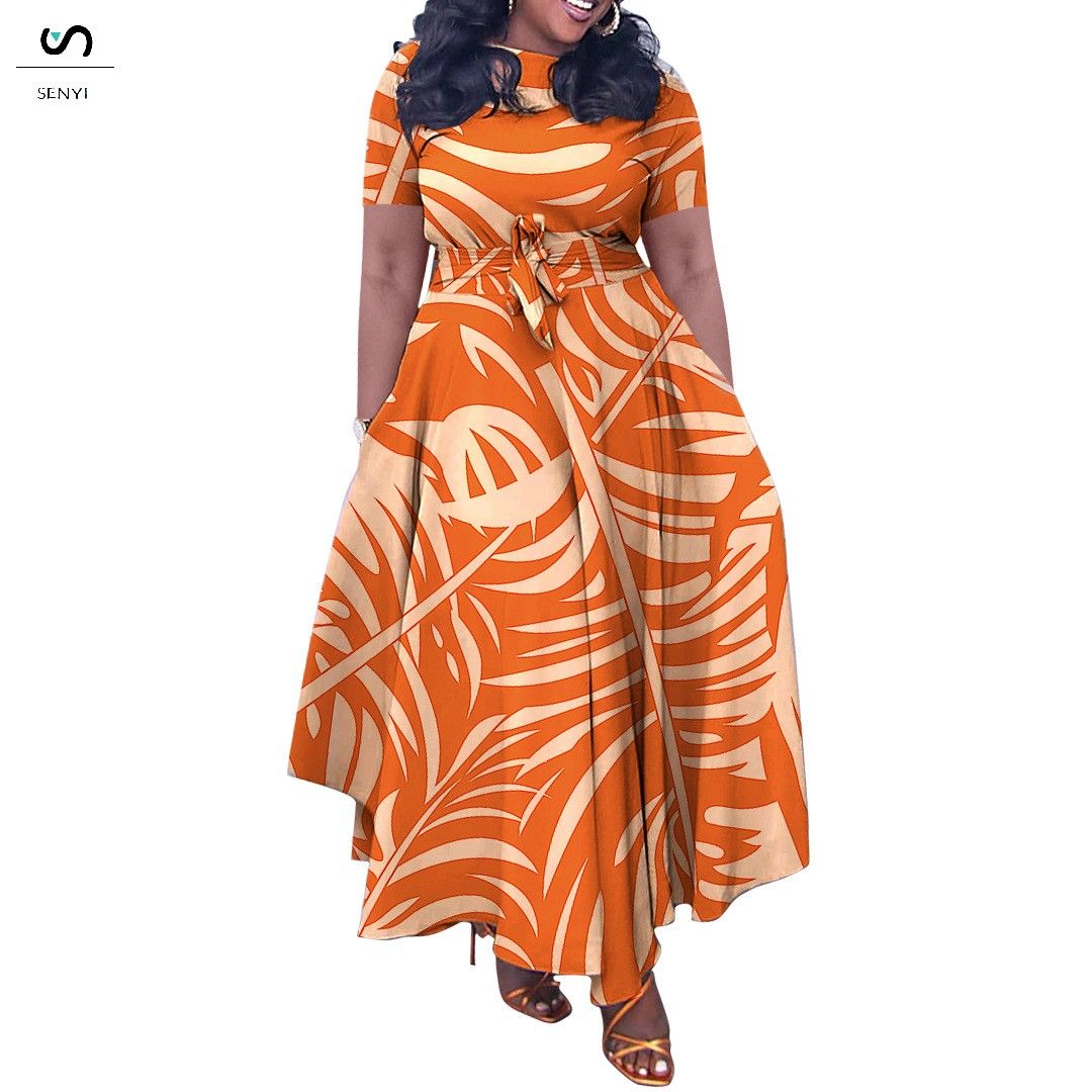 SENYI Women's clothing 2025 spring and summer new fashion temperament lace up large size long dress fasion