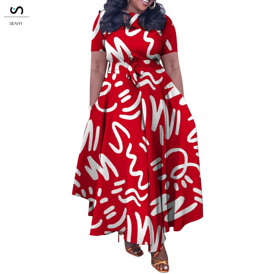 SENYI Women's clothing 2025 spring and summer new fashion temperament lace up large size long dress fasion