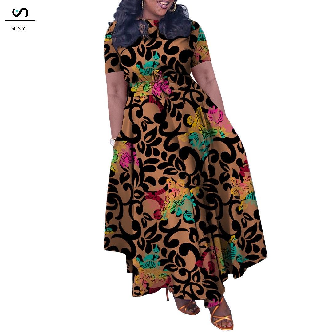 SENYI Women's clothing 2025 spring and summer new fashion temperament lace up large size long dress fasion