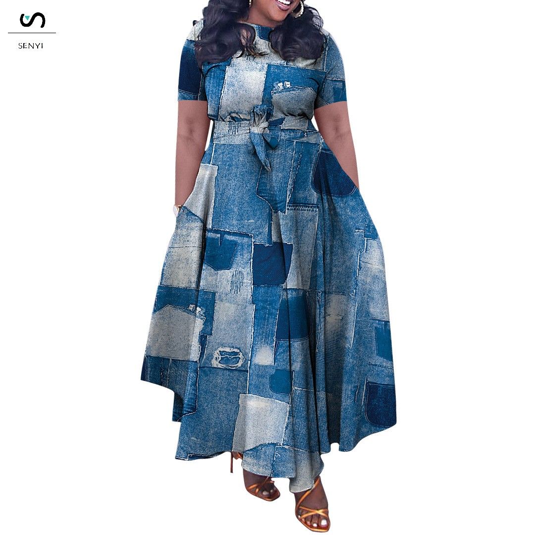 SENYI Women's clothing 2025 spring and summer new fashion temperament lace up large size long dress fasion
