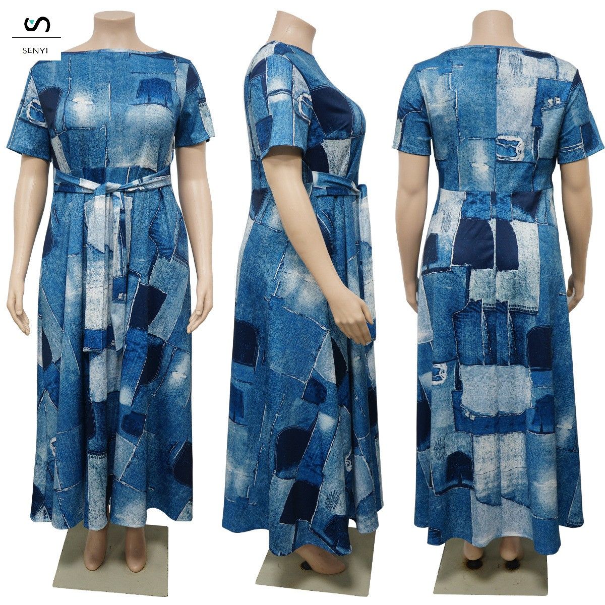 SENYI Women's clothing 2025 spring and summer new fashion temperament lace up large size long dress fasion