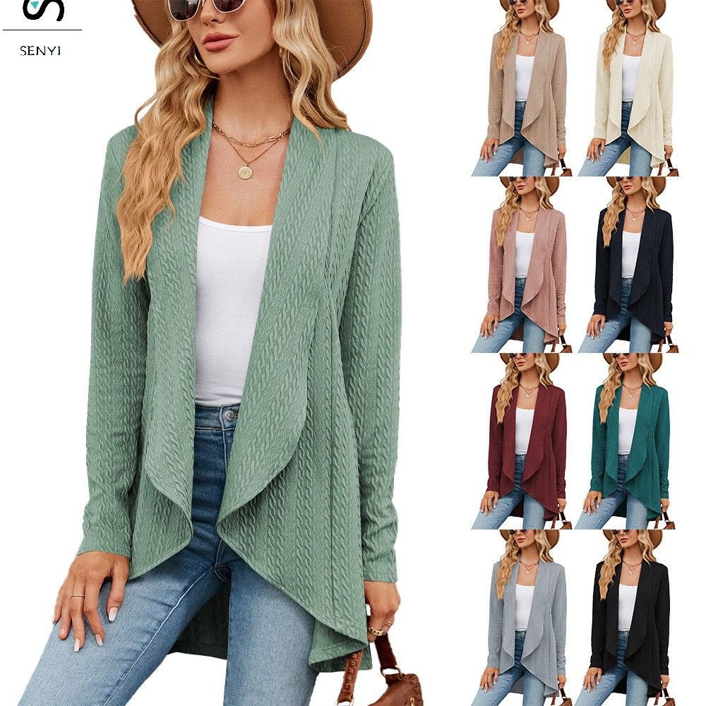 SENYI New long-sleeved solid color loose cardigan tops women's knitted jacket fashionable and versatile