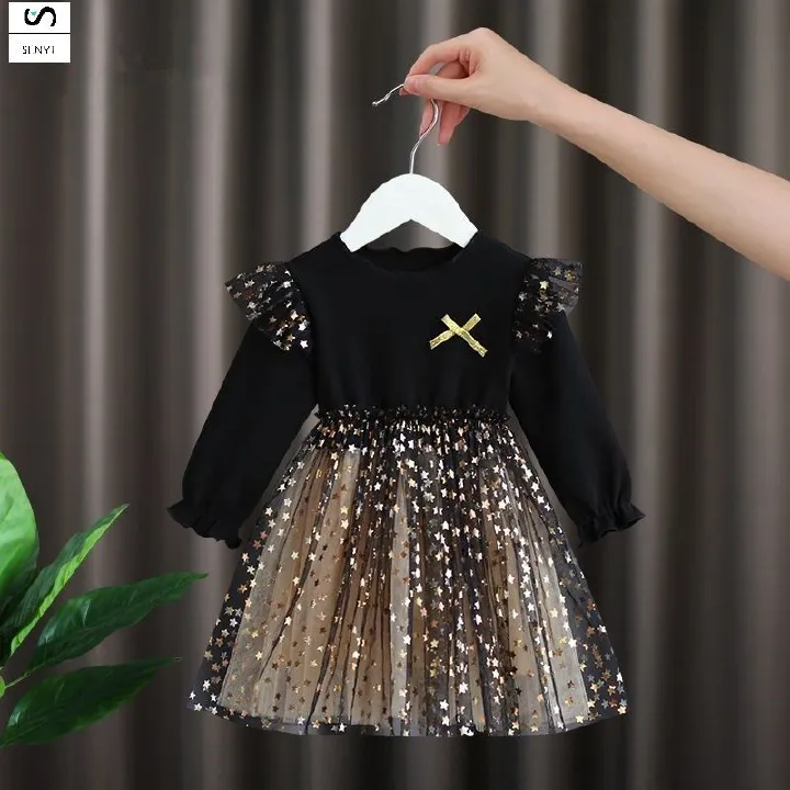 SENYI Baby girl dress summer children's girls cotton puffy skirt super fairy stylish mesh princess dress summer