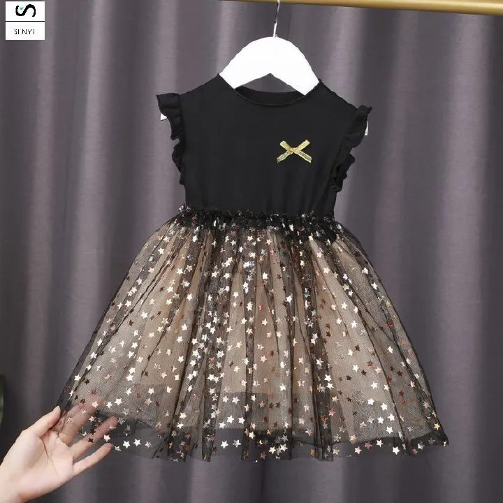 SENYI Baby girl dress summer children's girls cotton puffy skirt super fairy stylish mesh princess dress summer