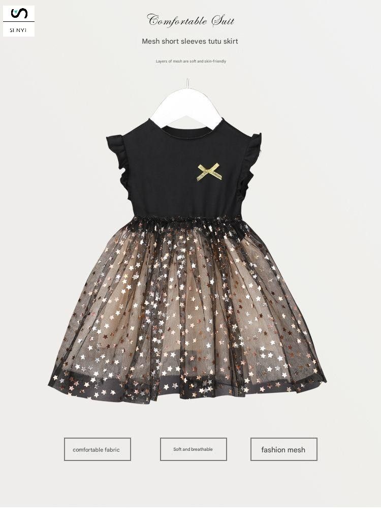 SENYI Baby girl dress summer children's girls cotton puffy skirt super fairy stylish mesh princess dress summer