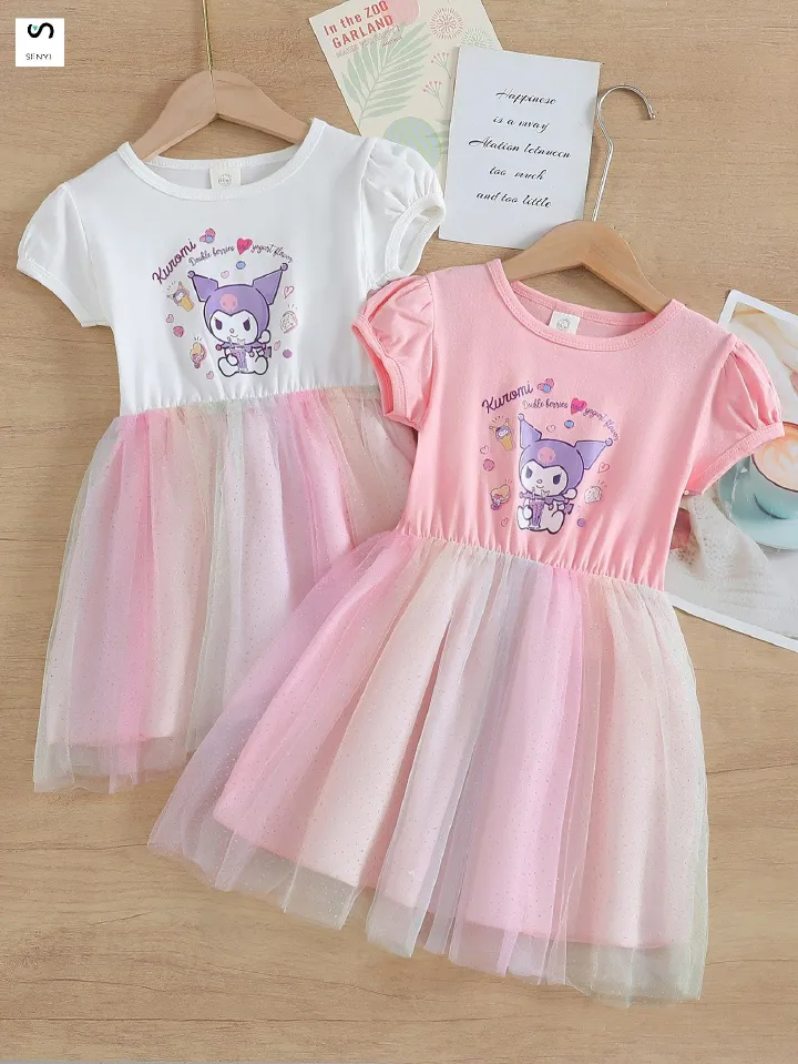 SENYI Girls fashionable skirt Western style dress summer children's Kuromi princess skirt baby girl clothes thin