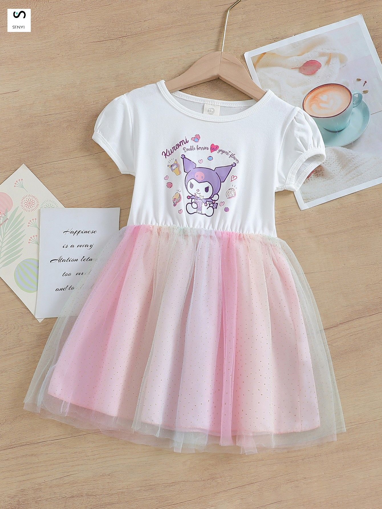 SENYI Girls fashionable skirt Western style dress summer children's Kuromi princess skirt baby girl clothes thin