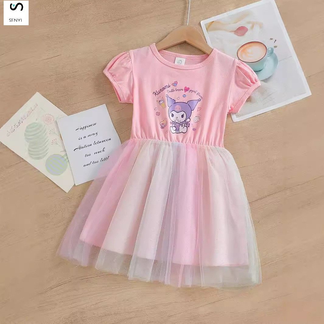 SENYI Girls fashionable skirt Western style dress summer children's Kuromi princess skirt baby girl clothes thin