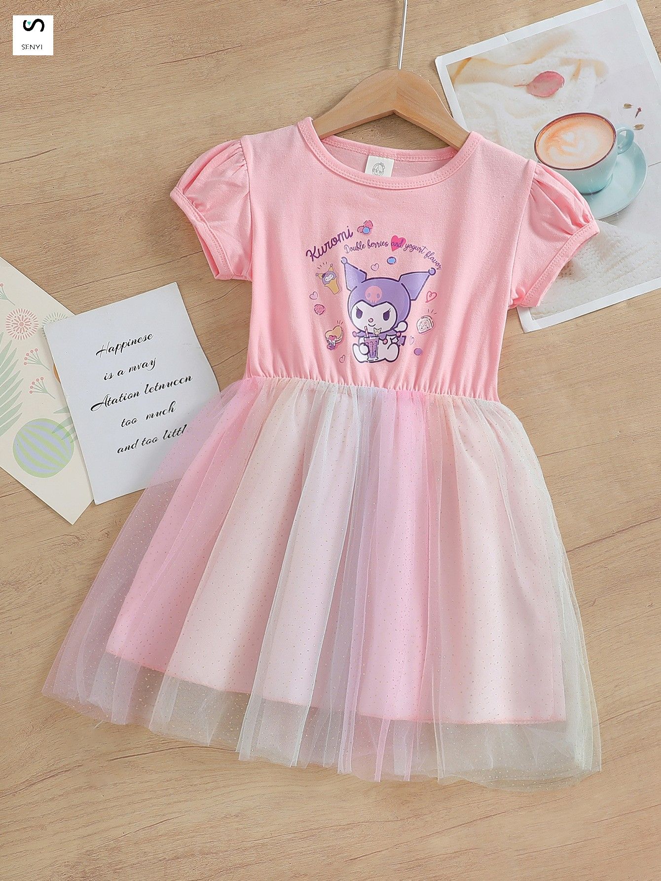 SENYI Girls fashionable skirt Western style dress summer children's Kuromi princess skirt baby girl clothes thin