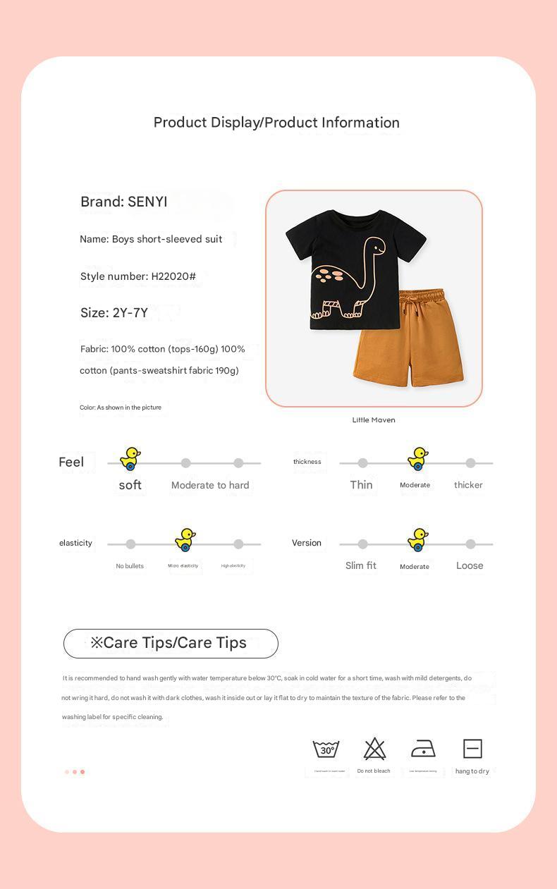 SENYI 2PC/set Summer short-sleeved boy suit new style children's two-piece suit children's T-shirt pants suit