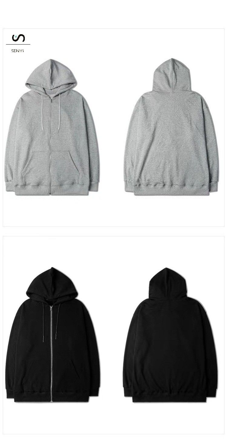 SENYI Gray hooded sweatshirt for women new loose plus velvet casual sports jacket spring and autumn long-sleeved zipper cardigan top