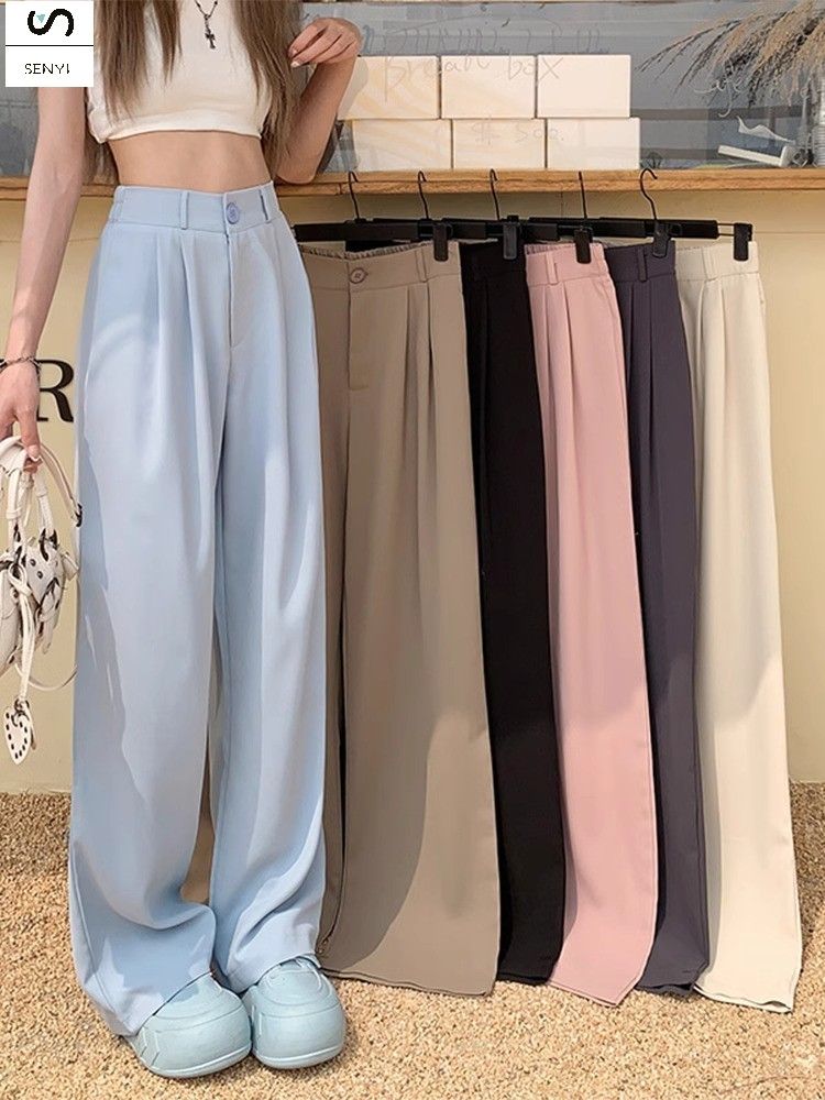 SENYI Casual suit pants women 2025 summer new loose straight high waist mopping long pants