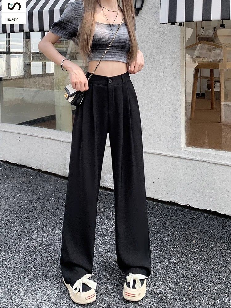SENYI Casual suit pants women 2025 summer new loose straight high waist mopping long pants