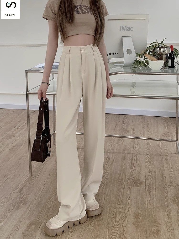 SENYI Casual suit pants women 2025 summer new loose straight high waist mopping long pants