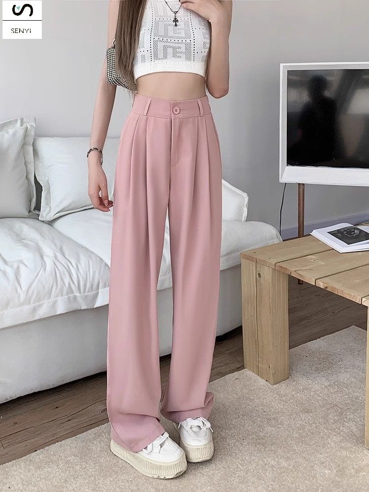SENYI Casual suit pants women 2025 summer new loose straight high waist mopping long pants