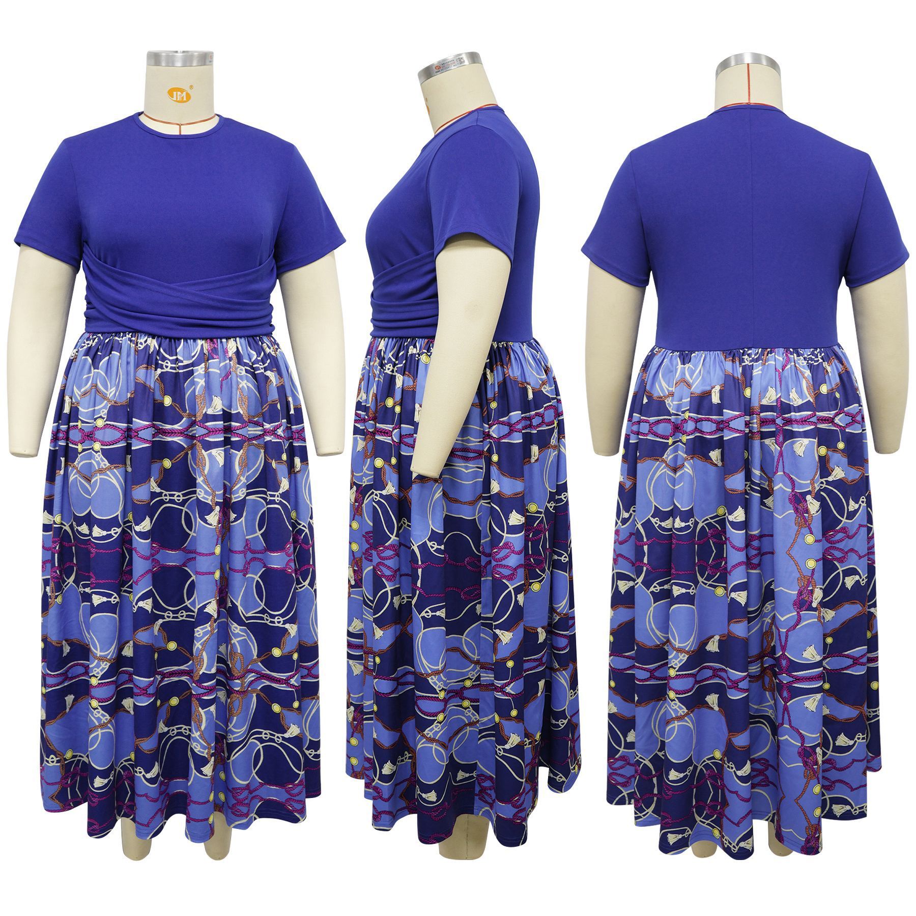 SENYI 2025 Plus size women's clothing Fashion temperament pleated personality tribal retro swing dress