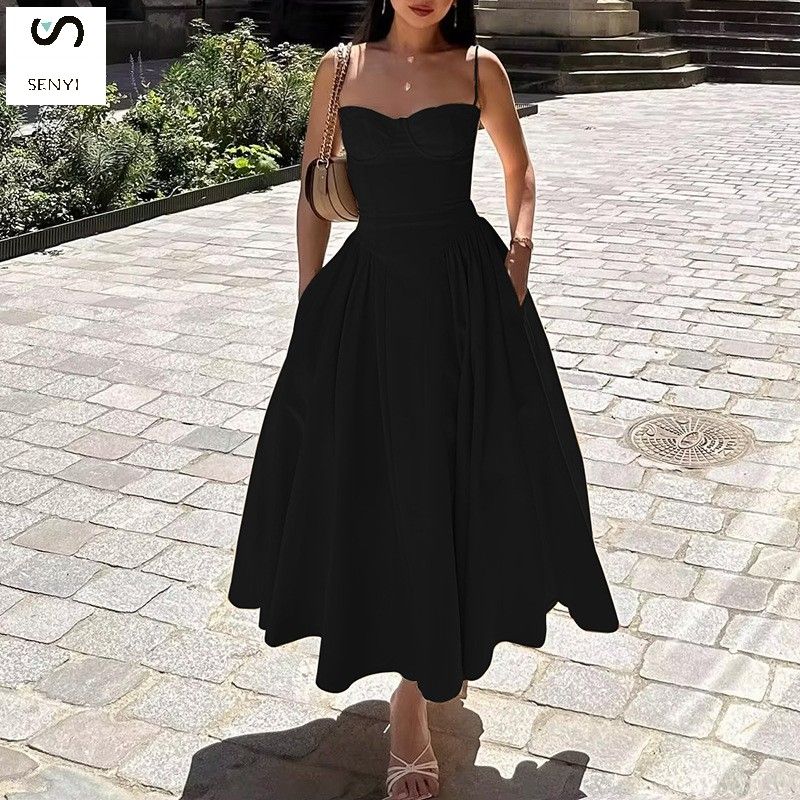 SENYI Women's French elegant retro style dopamine wear suspenders fashion sexy dress suspenders slim fit