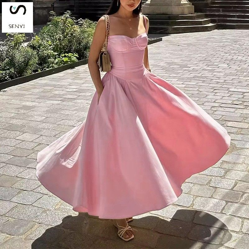 SENYI Women's French elegant retro style dopamine wear suspenders fashion sexy dress suspenders slim fit