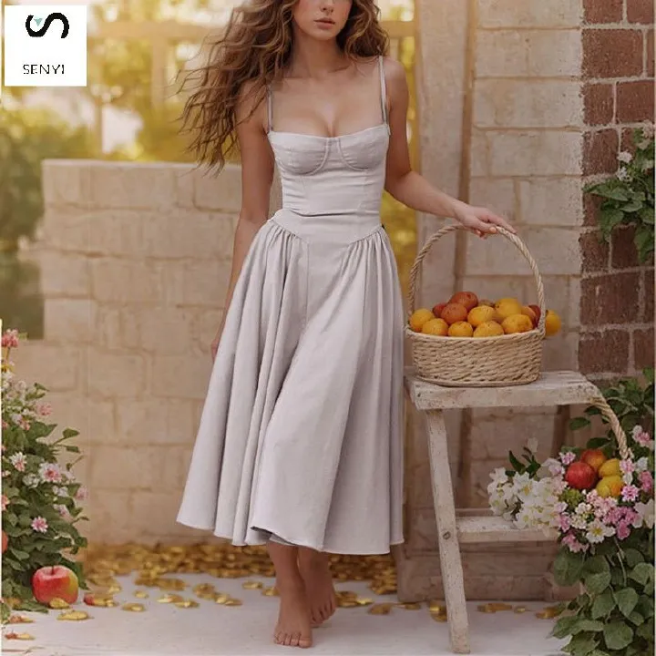 SENYI Women's French elegant retro style dopamine wear suspenders fashion sexy dress suspenders slim fit