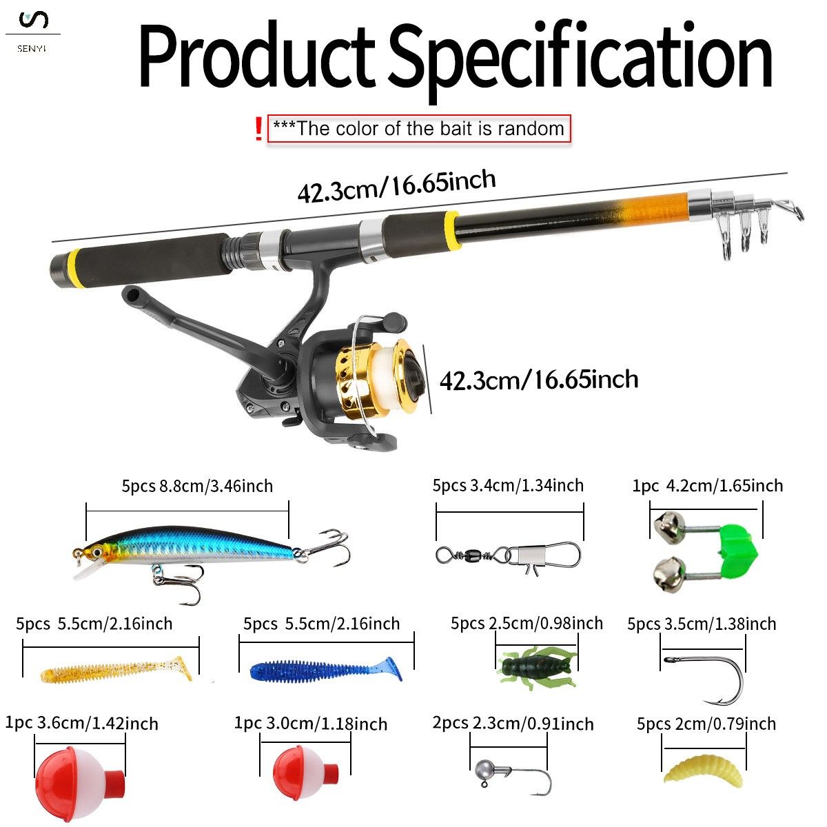 SENYI Fishing rod sea rod lure rod full set combination hard bait soft bait fishing reel retractable fishing rod novice beginner set