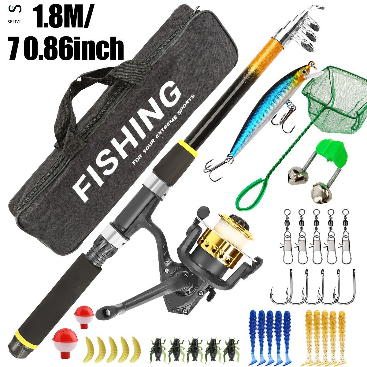 SENYI Fishing rod sea rod lure rod full set combination hard bait soft bait fishing reel retractable fishing rod novice beginner set