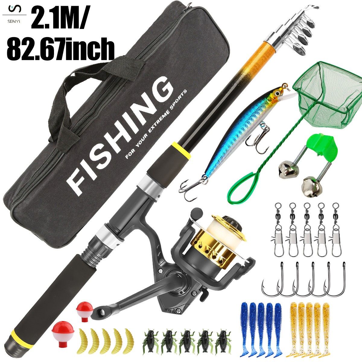 SENYI Fishing rod sea rod lure rod full set combination hard bait soft bait fishing reel retractable fishing rod novice beginner set