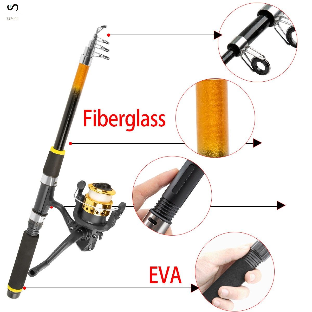 SENYI Fishing rod sea rod lure rod full set combination hard bait soft bait fishing reel retractable fishing rod novice beginner set