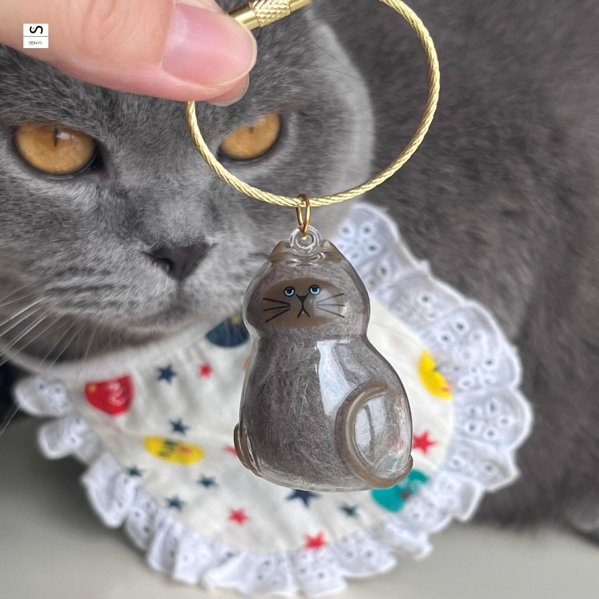 SENYI Cat  transparent hair storage box cute animal hair ball capsule pendant decoration memorial dust box gift