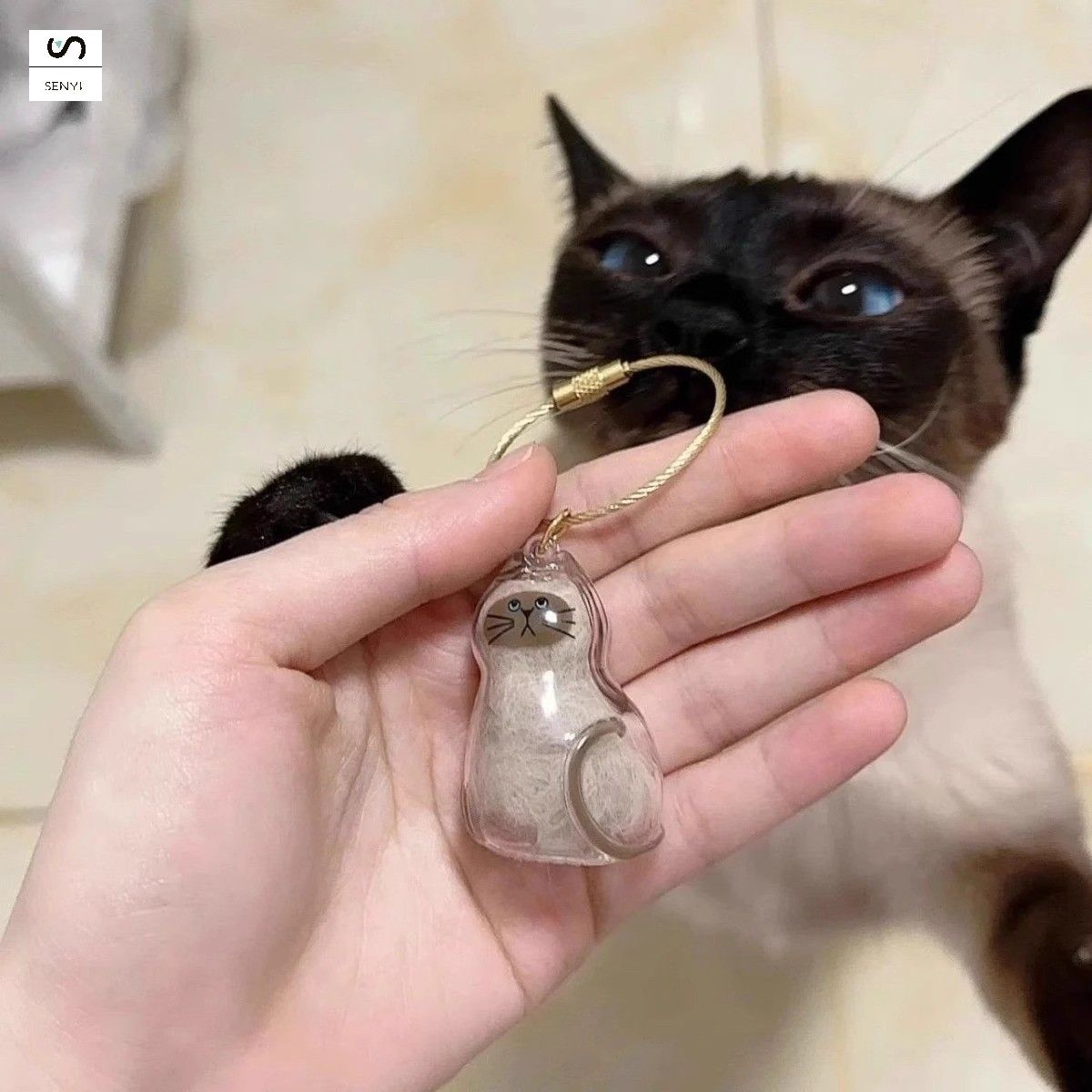 SENYI Cat  transparent hair storage box cute animal hair ball capsule pendant decoration memorial dust box gift