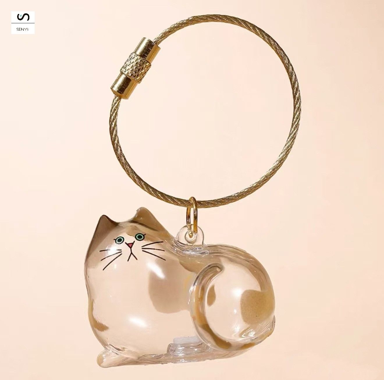 SENYI Cat  transparent hair storage box cute animal hair ball capsule pendant decoration memorial dust box gift