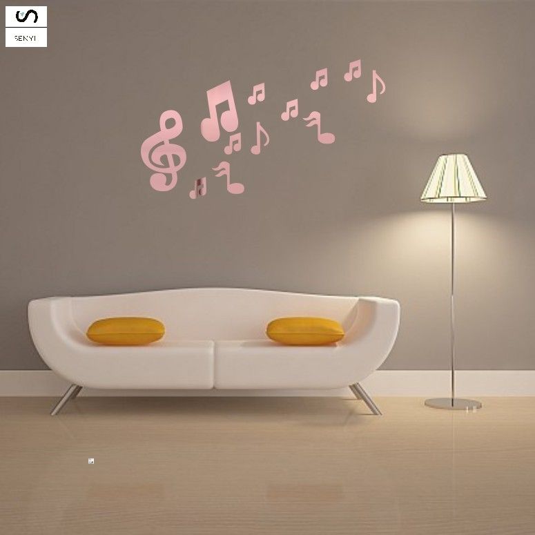 SENYI 3D acrylic musical note musical instrument music classroom piano room three-dimensional mirror wall sticker kindergarten children's room decorative mirror